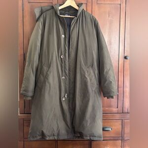 Lands' End - Khaki Green Hooded Jacket with Goosedown Insulation - Super Warm